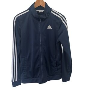 Adidas Mens Essentials 3-Stripe Track Jacket Navy Blue White Full Zip Large